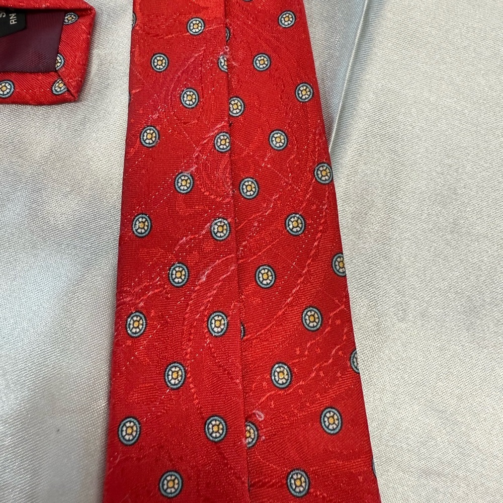 Egon Von Furstenberg Vintage Style Red Polka Dot Tie Classic Chic - Picture 7 of 8